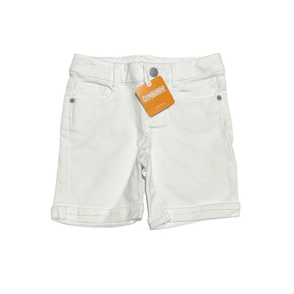NEW Gymboree Kids White Stretch Denim Rolled Hem Shorts - Picture 1 of 2
